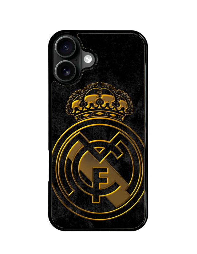 Funda Para Celular Futbol Real Madrid Fc Negro y Dorado