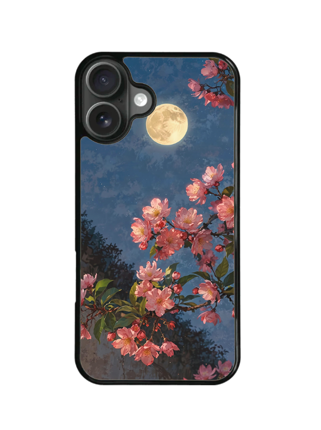 Funda Celular Flores Rosas Paisaje Noche Luna Pintura
