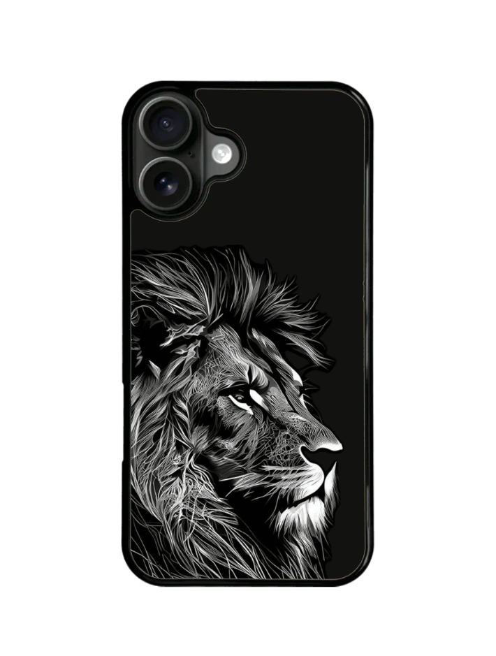 Funda Celular Animales Rey De La Selva Leon Blanco y Negro #2
